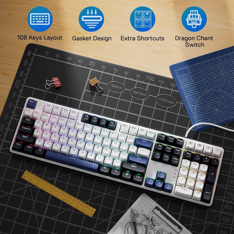 Teclado para jogos Redragon K689 Wired Gasket RGB 104 teclas